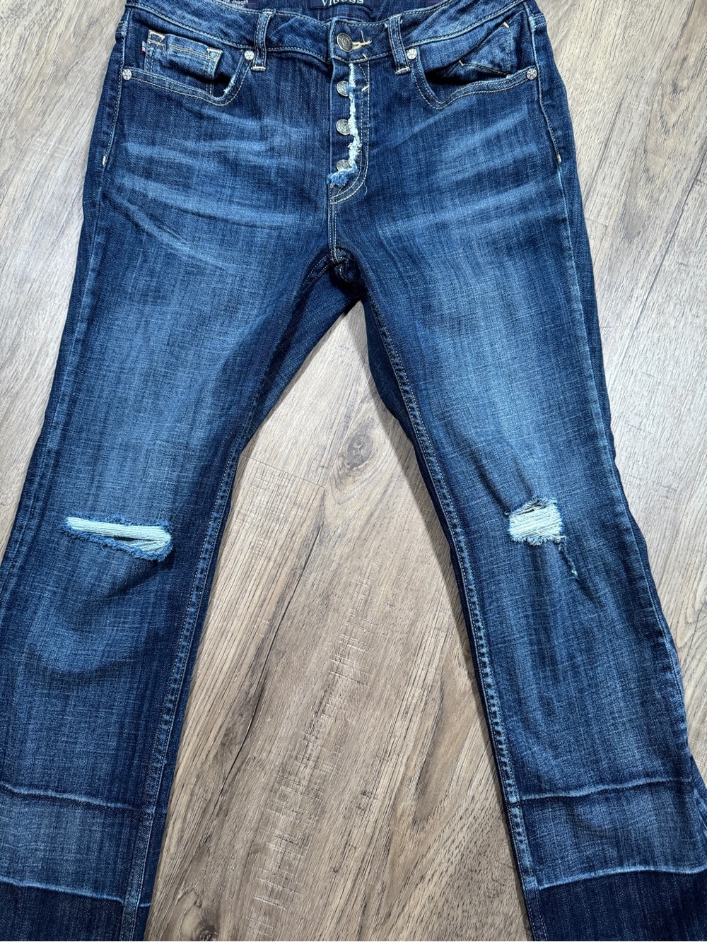 Vigoss THE JAGGER Straight Women's Distressed Button Fly Jeans - Size W27 / L26 - Picture 3 of 14